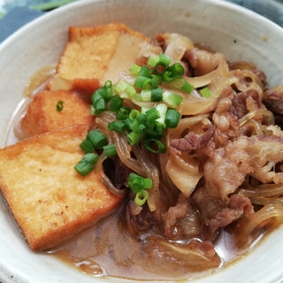 厚揚げで肉豆腐